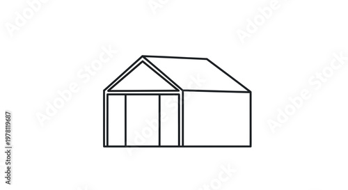 Simple Line Drawing of a Garage or Workshop Building