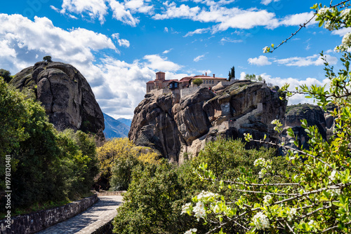 Agia Triada Monastery Path and Rock Formation Meteora Greece