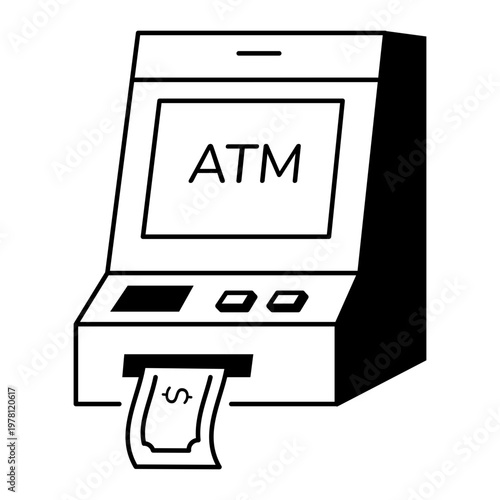 A line style icon depicting atm machine
