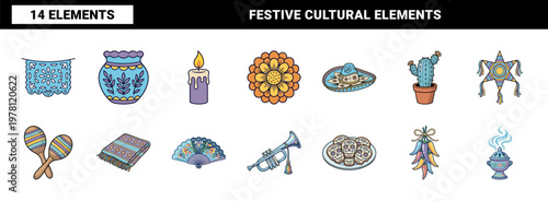 Cinco de Mayo Folk Art Element Set