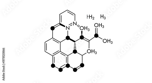 Chemical Structure of Organic Molecule with Rings and Functional Groups