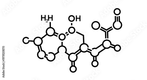 Chemical Structure of Ascorbic Acid, Vitamin C Molecule - Scientific Illustration
