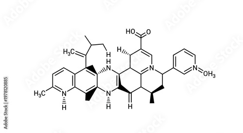 Chemical structure of Vitamin B12, Cobalamin, molecule drawing