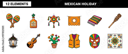 Mexican Holiday Festive Celebration Elements