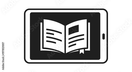 Digital Book on Tablet Screen Icon