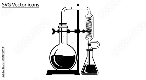 Distillation Apparatus Vector Icon: Chemistry Lab Equipment