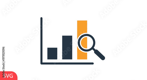 Financial Growth Analysis with Magnifying Glass Icon