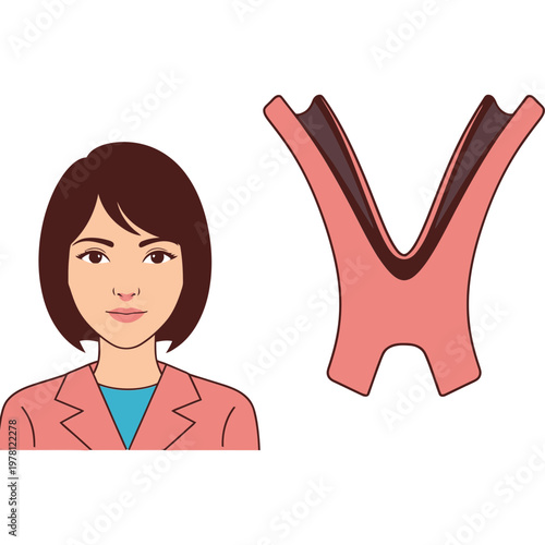 Illustration of a woman's face with a stylized thyroid gland representation
