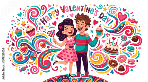 Young couple celebrating Valentines Day.