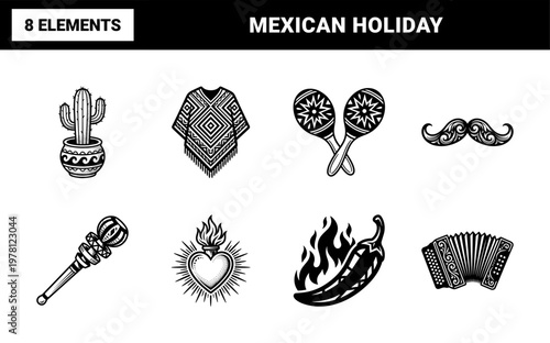 Mexican Holiday Festive Graphic Asset Sheet