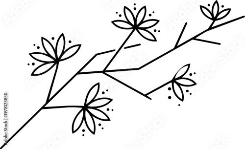 Luxury Fine Line Golden Cherry Blossom Branch Element Minimalist Sakura Motif