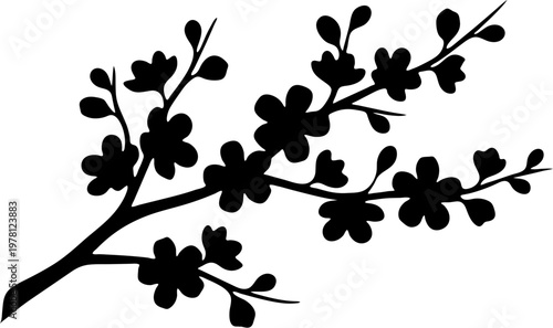 Luxury Fine Line Golden Cherry Blossom Branch Element Minimalist Sakura Motif