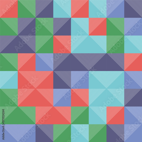 Geometric Symphony: An abstract composition, harmonizing the sharp angles and contrasting hues of multicolored geometric shapes. 