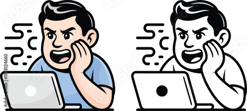 Frustrated professional experiencing computer error and software glitch at work