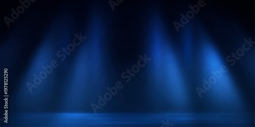 A blue stage spotlight glows through dark smoke and motion blur, creating a bright textured backdrop for music and theater art