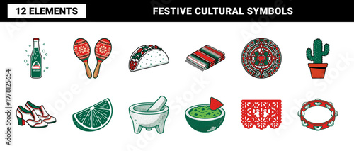 Cinco de Mayo Cultural Symbol Graphic Set