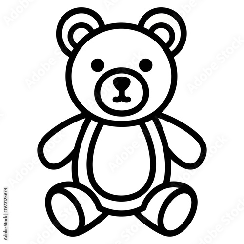 A cute brown teddy bear sitting as a soft plush toy vector illustration, featuring a fun cartoon drawing of the stuffed animal perfect for a childhood baby gift