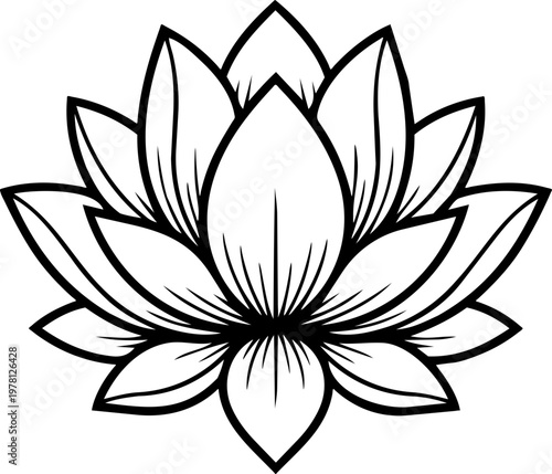 Elegant Gold Lotus Flower Fine Line Drawing Continuous One Line Art Motif