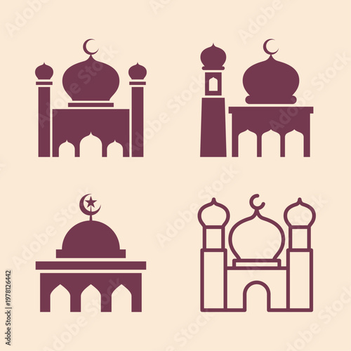 Mosque artful trendy stylish design beautiful vector Illustration colorful background