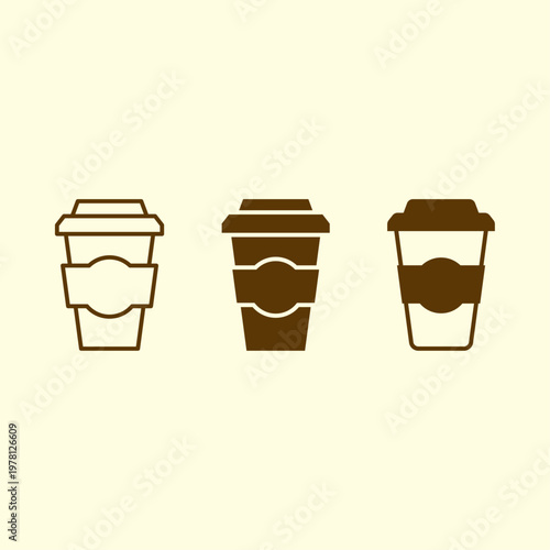 Disposable coffee cup artful trendy stylish design gorgeous vector Illustration colorful background
