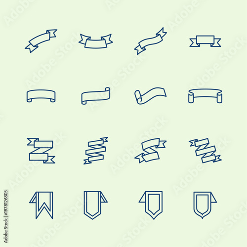 Ribbon Banner artful trendy stylish design cute vector Illustration colorful background