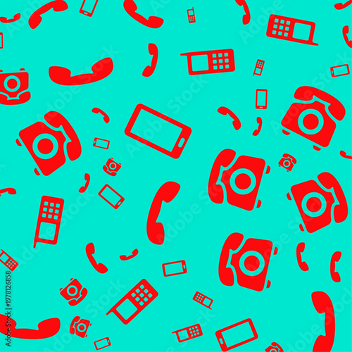 Telephone artful trendy stylish design handsome vector Illustration colorful background