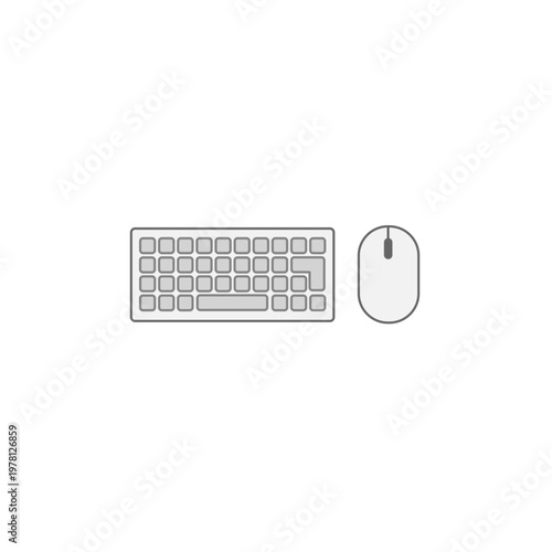 Keyboard and Mouse Flat Vector Illustration