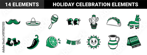 Cinco de Mayo Festive Cartoon Asset Sheet