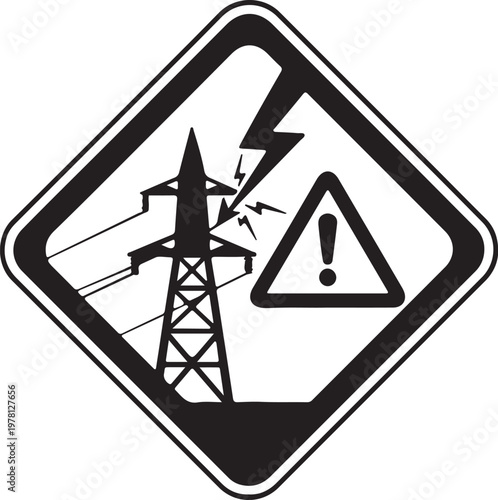 Electric Shock Warning Sign, High Voltage, Danger Symbol, Safety Alert isolated on Transparent Background