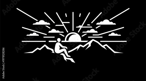 Minimalist Sunrise Over Mountains