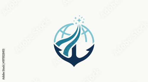 Elegant Logo Design Featuring Anchor Globe and Star