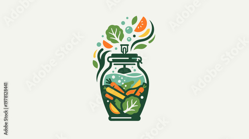 Healthy Food Jar Icon Fruits and Vegetables