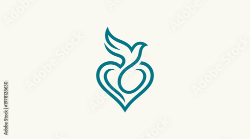 Elegant Abstract Dove Within a Heart Logo Free Download Elegant Abstract Dove Within a Heart Logo - GFXLoad