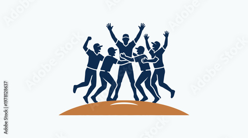 Baseball Team Celebrating Victory on the Field