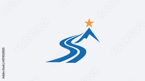 Abstract Logo Depicting a Mountain Road with a Star