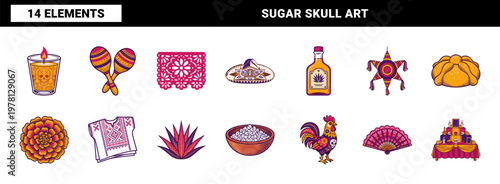 Cinco de Mayo Mexican Folk Art Elements