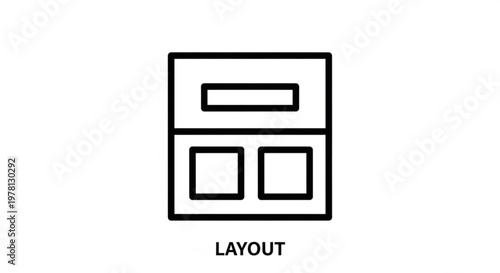 A minimalist vector graphic illustration of a layout design with rectangular boxes