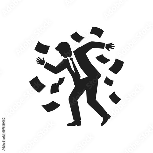 Businessman Losing Control Silhouette