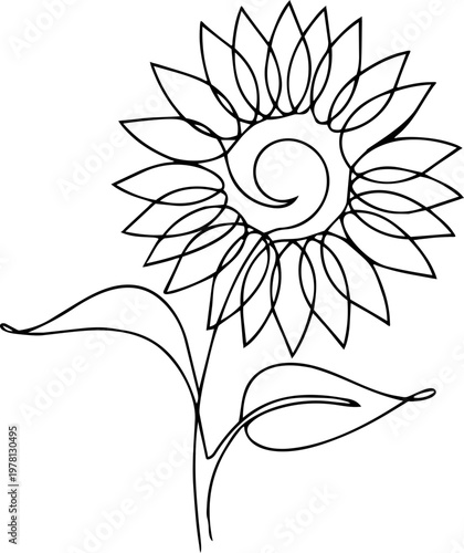 Luxury Sunflower Line Art Minimalist