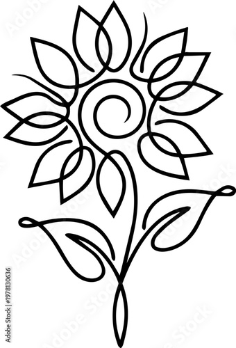 Luxury Sunflower Line Art Minimalist