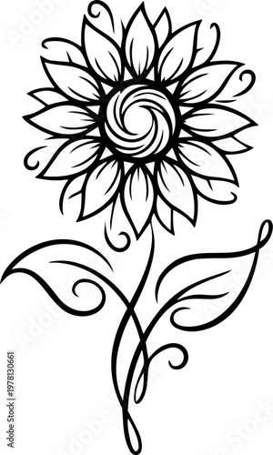 Luxury Sunflower Line Art Minimalist