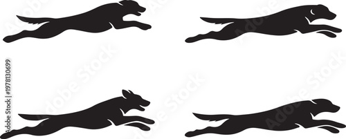Running Dog Silhouette Vector Set - Fast Pet Motion Graphics