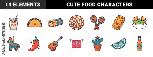 Kawaii Mexican Food and Fiesta Elements