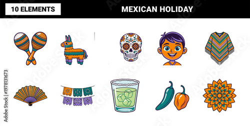 Cinco de Mayo Festive Vector Asset Grid