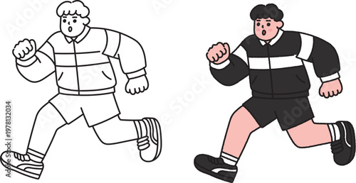 Cute Young Man Running Cartoon Illustration
