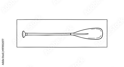 Canoe Paddle Drawing, Isolated on White Background, Vector Illustration