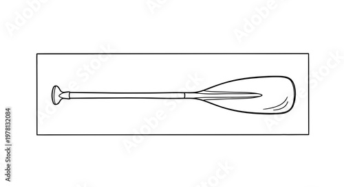 Canoe Paddle Drawing, Outline of a Single Blade Paddle for Kayaking or Canoeing