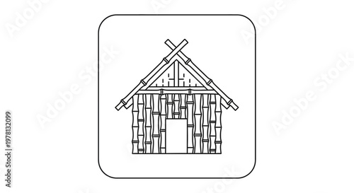 Bamboo Hut Icon: Traditional Tropical Dwelling, Simple Eco-Friendly Shelter Design