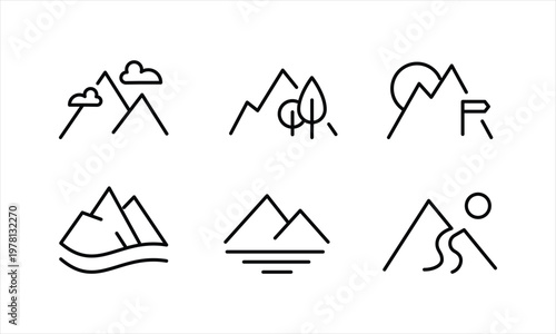 Wallpaper Mural Mountain Top of mountain icon, button, vector, sign, symbol, logo, illustration, editable stroke and flat design style isolated on white linear pictogram Torontodigital.ca
