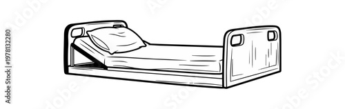 Bed illustration in black and white side view